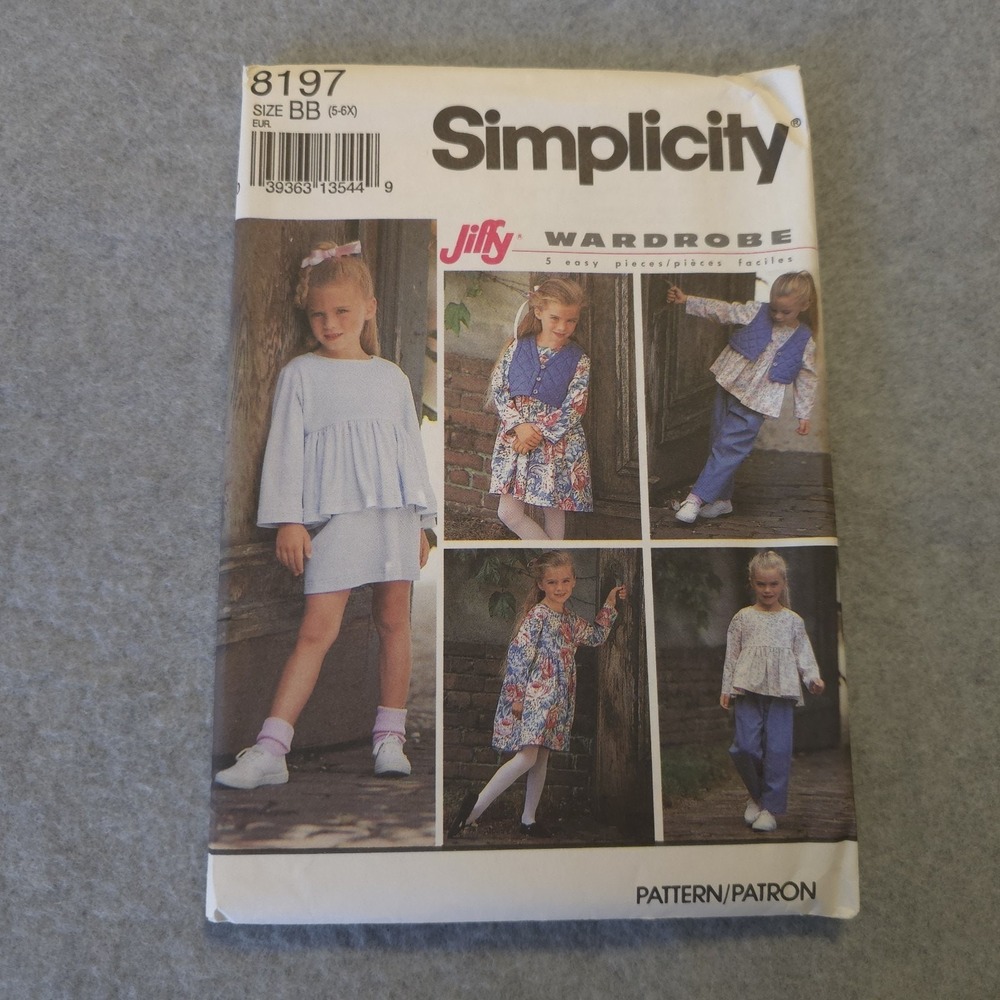Vintage Simplicity 8197 Girls Wardrobe Pattern Size 5 6X‎ Uncut Jiffy Easy